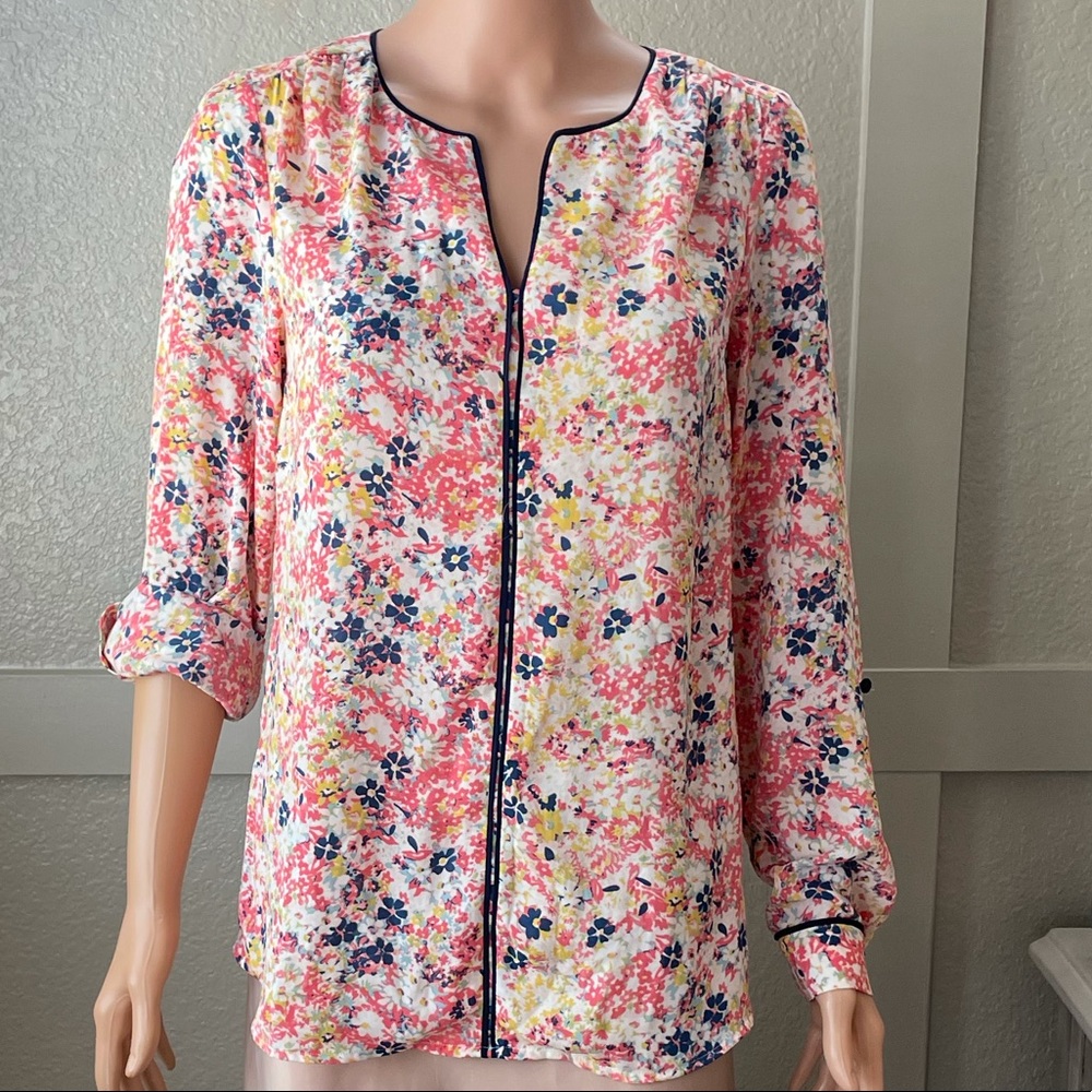 Modcloth Multi Colored Flowered Top - image 1